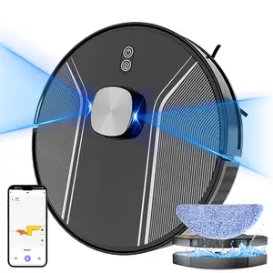 Robot Vacuum and Mop Combo, 5,000Pa Suction, Robotic Vacuum Cleaner,Anti-Tangle System, APP-Controlled Mopping, LiDAR Navigation, for Pet Hair and Carpet, White