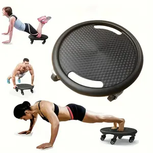 Wheel-equipped fitness sliding disc, multi-functional abdominal core exercise board, with sliding wheel and handle design, a quiet exercise equipment for training all body muscles, made of durable PP and stainless steel structure, gym accessory