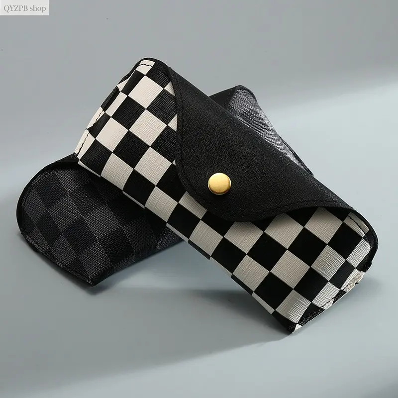 2026 Trendy U-Shaped Glasses Case Plaid Leather Sunglasses Case with PVC Buckle Portable Protective Eyewear Holder Scratch-Resistant Soft Lining Travel Storage Case for Women Men Daily Use,summerwins summerwins