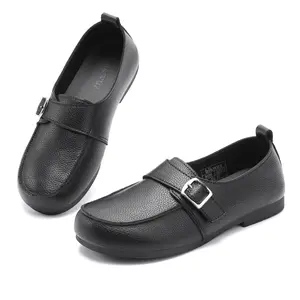 Women's Classic Casual Leather Loafers Women's Classic Comfort Mary Jane Flats Cute Moc Toe Slip On Cute Closed Toe Slip On Fashion Casual Dress Shoes Women's  Bubble Slip On Loafers