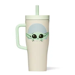 Corkcicle Star Wars™ Leakproof Cruiser 22oz Grogu Pattern Insulated Tumbler with Soft Silicone Straw & Comfort Grip Handle