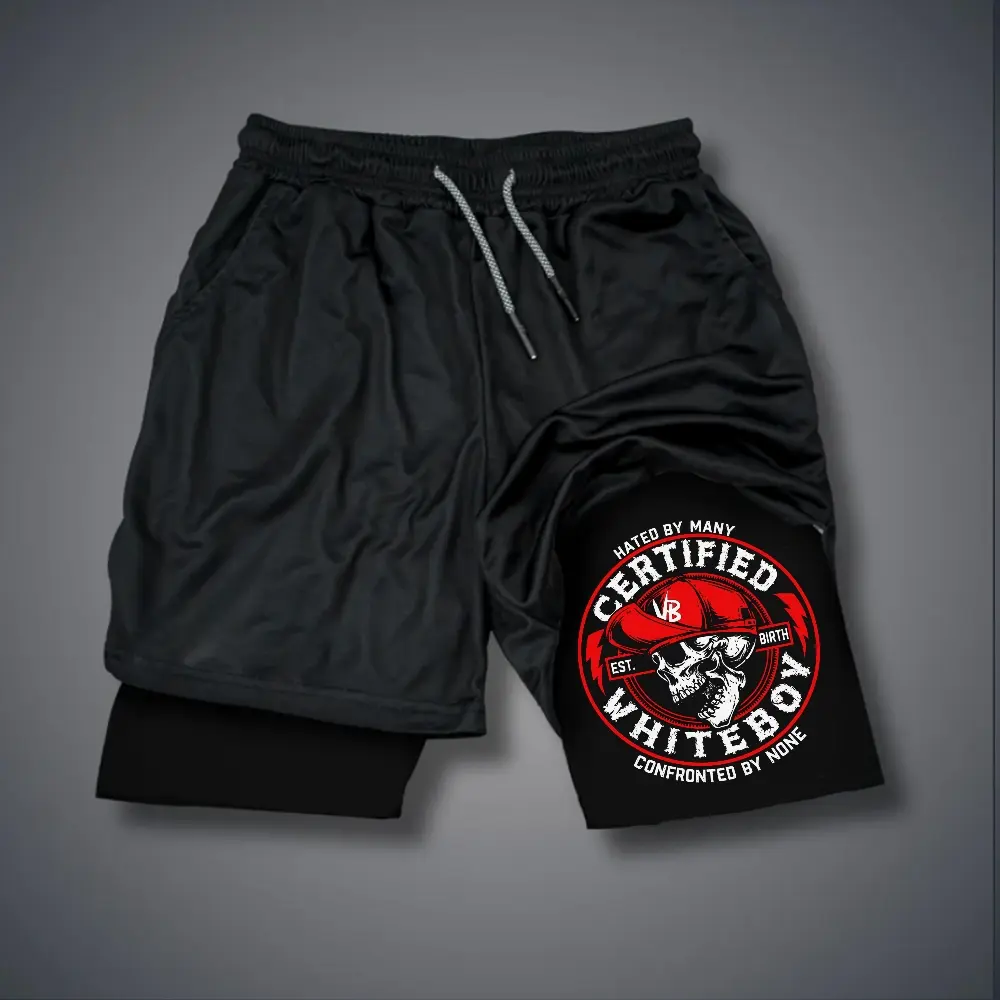 [Viral]  80s 90s Double-Layer Sports Shorts Graphic Shorts Black Camo Streetwear Shorts Men Outfits Men Vacation Outfits Shorts
