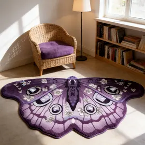 Modern Geometric Fashion Light Luxury Creative Gradient Floral Butterfly Print Carpet, Foldable Plush Decorative Area Rug for Living Room Bedroom