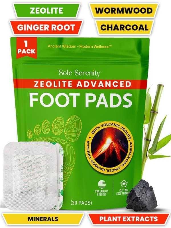 Sole Serenity Essentials Bundle - Deep Cleanse Neuro Ease Good Night Sleep & Worry-Free Cortisol Detox Foot Pads - 4 Pack for Wellness Health Benefits with Zeolite Ingredients Adaptogenic, Minerals, Fitness Footpatch