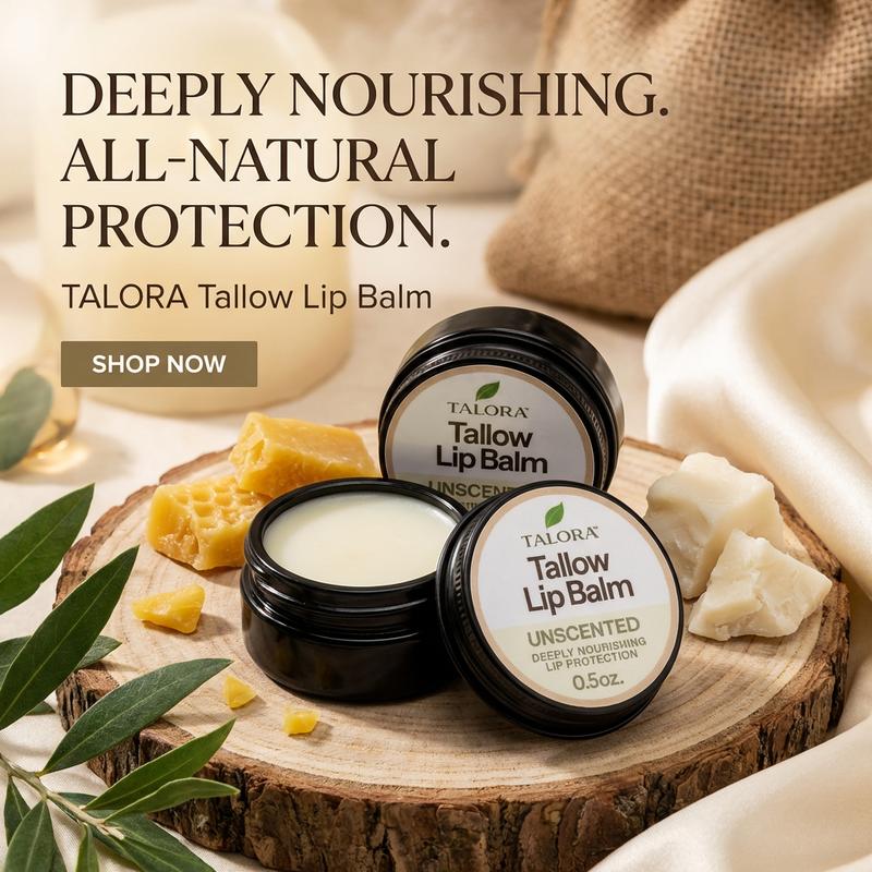 TALORA Tallow Lip Balm: Unscented (0.5oz)