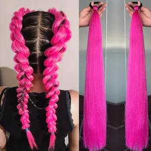 2pcs 26 Inch Long Braided Wigs, Heat Resistant Yaki Straight Hair, Fluffy Ponytail Cosplay Wigs for Girls, Perfect for Costume Parties