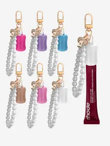 Pearl Portable Clip-on Lip Balm Keychain Cap Portable Lip Balm Alloy Chain Keychain, Lazy Portable Lip Glaze Silicone Replacement Buckle Cap Charms, Fashion Accessories for Women & Girls