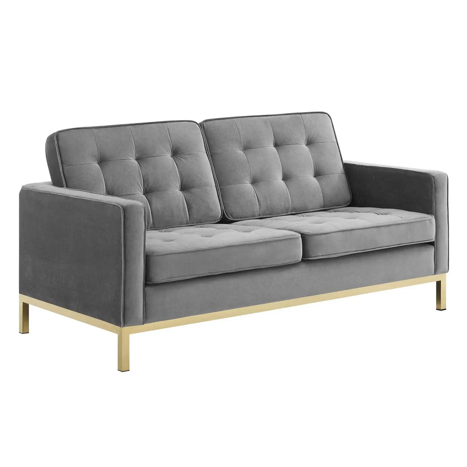 Modway Loft Gold Stainless Steel Leg Performance Velvet Loveseat