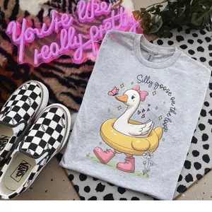 Silly Goose On The Loose Shirt - Shirts For Women - Bleached Shirt - Gildan - Porch Goose - Summer Shirts Jersey Top