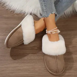Cozy Women's Plush Slip-On Moccasin with Fleece Lining - Non-Slip Winter Home Slippers on Flat Platform