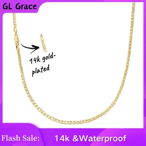 14K Gold 3:1 Chain Necklace for Men & Women, 3mm/5mm Wide, 20 & 24 Inch Waterproof Gold Necklace, Tarnish Resistant, Non-Fading, Perfect Gift for Him or Her
