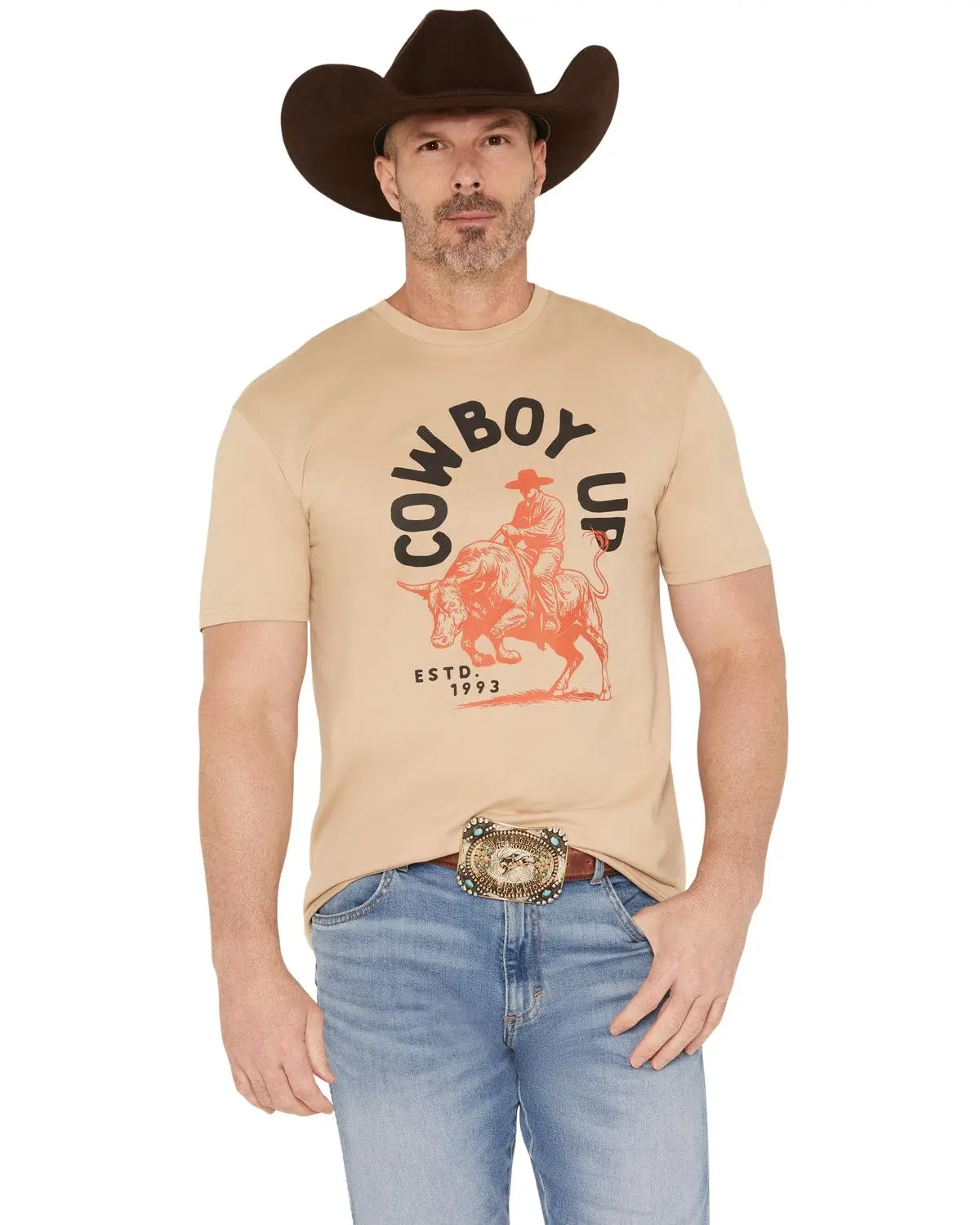 Men's Cowboy Up Men'S By The Horns Short Sleeve Graphic T-Shirt - Cu0017-Snd