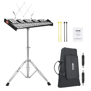 VEVOR 32 Note Glockenspiel Xylophone Bell Kit,  Professional Percussion Instrument Set with Mallets, Drum Sticks, Music Stand, Adjustable Stand and Carrying Bag for Students & Adults