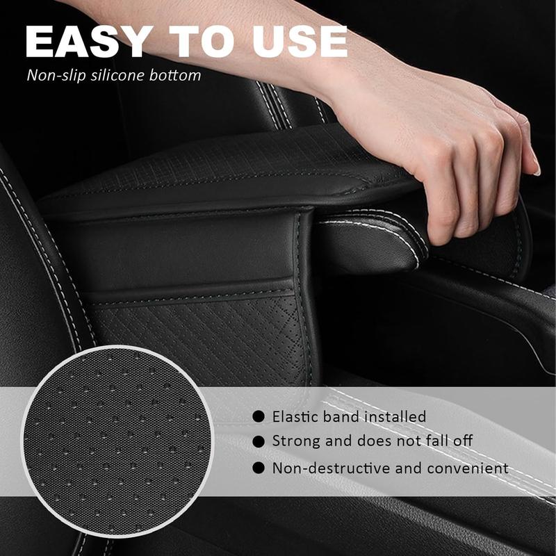 Upgraded Car Center Console Cover,Microfiber Leather Car Armrest Cover Cushion with 2 Storage Bags,Car Armrest Storage Box Car Interior Accessories for Most Vehicles (Black)
