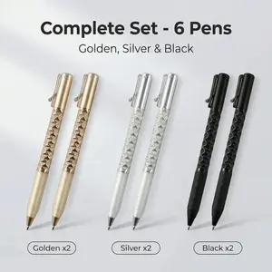 Creative Rhombic Geometric Transforming Pens, 2, 2 Silver Color, 2, Student Stress Relief Writing Gel Ink Pens, Rollerball Pen Set