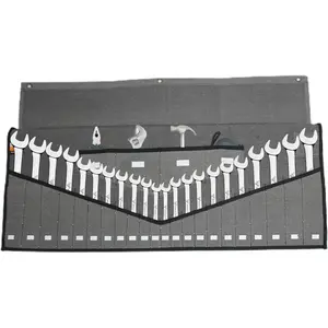 Wrench Roll, 26 Pocket Tool Pouch, Tool Bag Wrench Organizer Metric & SAE Combination Wrenches,  Canvas, Portable Roll-Up Wrench Case  for Men, Mechanics, DIYers, & Electricians