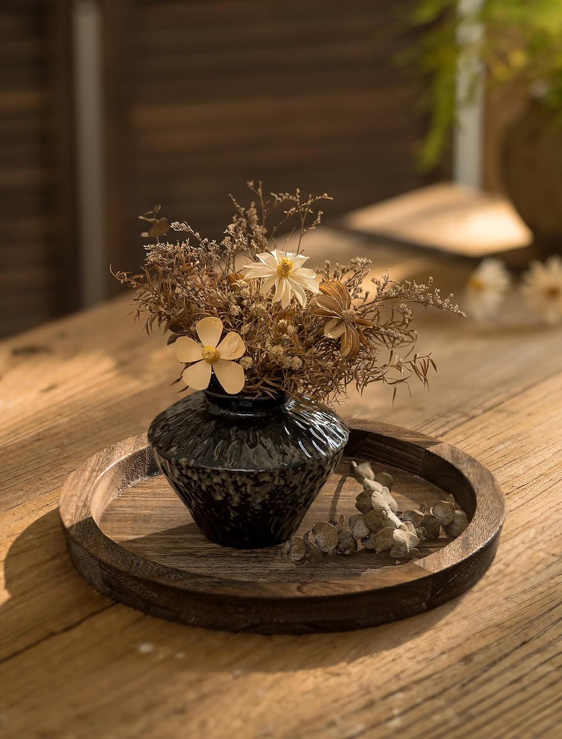 Candle Plate Holder Tray: Round Wood Decorative Candle Plate - Rustic Farmhouse CoffeeTable Decor - Tealight Pillar Trays for Home Decor (Distressed) Candle Plate Holder Tray: Round Wood Decorative Candle Plate - Rustic Farmhouse CoffeeTable Decor - Tealight Pillar Trays for Home Decor (Distressed)