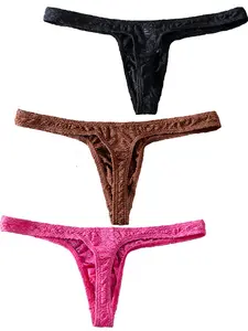 3pcs Men's Ultra-Thin Striped Underwear Set, Transparent Elastic Fashion Briefs, Breathable Comfort Summer Shorts, 3-Pack