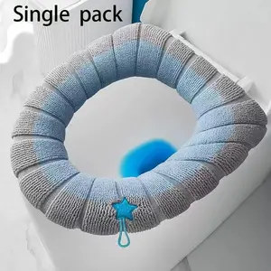 Plush Thickened Toilet Seat Cover, Stretchable 70cm Long 43cm Wide 37cm, Soft Comfort Bathroom Accessory, Durable & Easy Clean Design