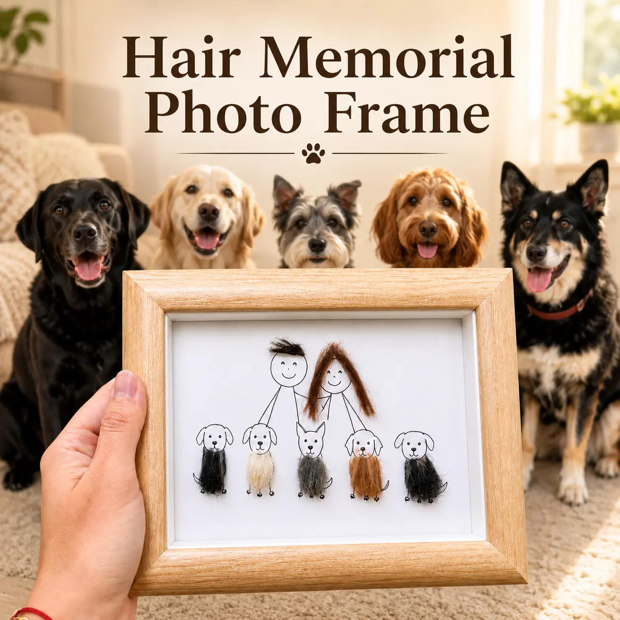 DIY Pet Hair Keepsake Frame, Dog & Cat Fur Memorial Picture Frame Kit, Personalized Pet Memory Gift for Pet Owners