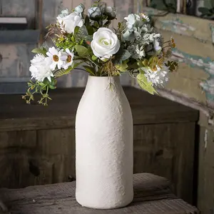 Large Textured Vase, Boho Ceramic Vase for Modern Farmhouse Home Decor, Pottery Vases , Pampas Grass, Rustic Decorative Vase, Clay Vase Centerpieces for Dining Table