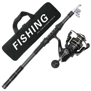 Carbon Fiber Telescopic Fishing Rod Set, Lightweight Design with Spinning Reel, Portable Bag Included, Essential for River Lake Beach Fishing, Telescoping Rod