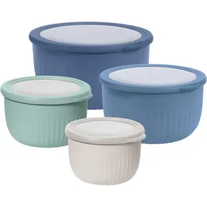 Oggi Set of 4 Prep, Store & Serve - w/See-Thru Lids- Dishwasher, & Freezer Safe, (0.7, 1.4, 2.6, 4 Quarts) - Multicolor