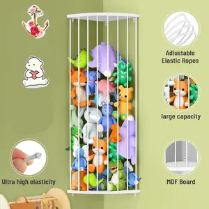 Plush Animal Doll Storage Rack, Wooden Corner Plush Toy Holder, Adjustable Wall and Corner Organizer, Suitable for Living Room, Game Room, Bedroom Decor, Adjustable Standing Shelf