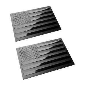 2Pcs USA American Metal Flag Auto FenderEmblem,Embossed 3D Metal Adhesive Sport Truck CarBadge,USAFlag Decal for for Auto SUV Truck Motorcycle(Black)decalsticker