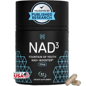 HPN NAD3 NAD+ Booster Dietary Supplement - 60 Capsules (1 Month Supply), Patented Vitamin for Longevity, Cellular Health, Healthy Aging, Recovery - Edible, Independent 3rd Party Tested