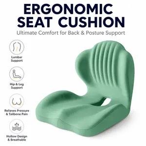 Ergonomic Memory Foam Seat Cushion with Lumbar & Back Support, Relieves Back Pain, Reduces Pressure, Ideal for Office Chairs, Stools, and Car Seats, Perfect Gift for Parents & Friends, The Most Thoughtful Gift,summervibes