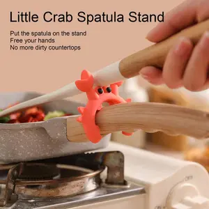 2-Pack Crab Shaped Silicone Utensil Rest for Kitchen Counter and Stove Top, Heat Resistant Spatula and Ladle Holder, Drip Catching Cooking Tool