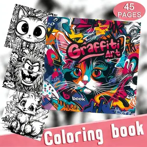 Unique Graffiti Art Coloring Book for Adults, 45 Pages, Which Includes Reference Coloring Pages. It's a Perfect Gift for Christmas, Holidays or Birthday Parties, Designed to Enhance Practical Skills in Graffiti Painting And Drawing