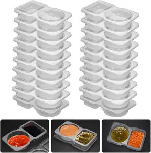 20pcs Reusable Snack & Dip Containers 2-Compartment with Lids Perfect for Portion Control On-the-Go Leakproof Stackable Kid-Friendly Travel Ready