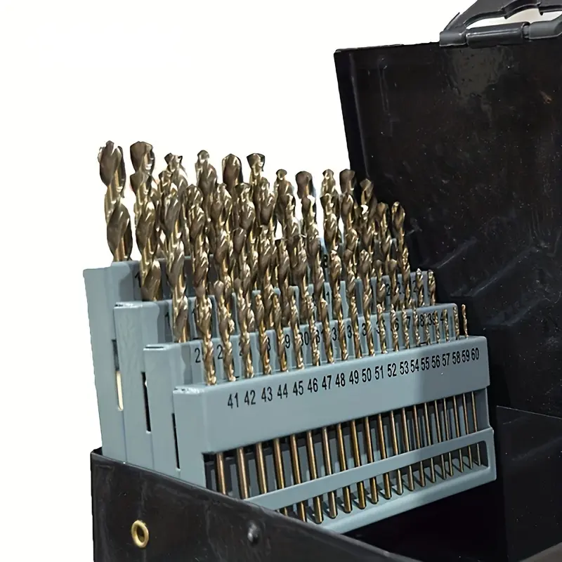 60pcs Cobalt Drill Bit Set - High Speed Steel, 135° Split Point for Metal, Cast Iron & Wood with Durable Storage Case, Wire Gauge 1-60, Essential Tool Kit for Hardened Steel, Drill Bits for Steel