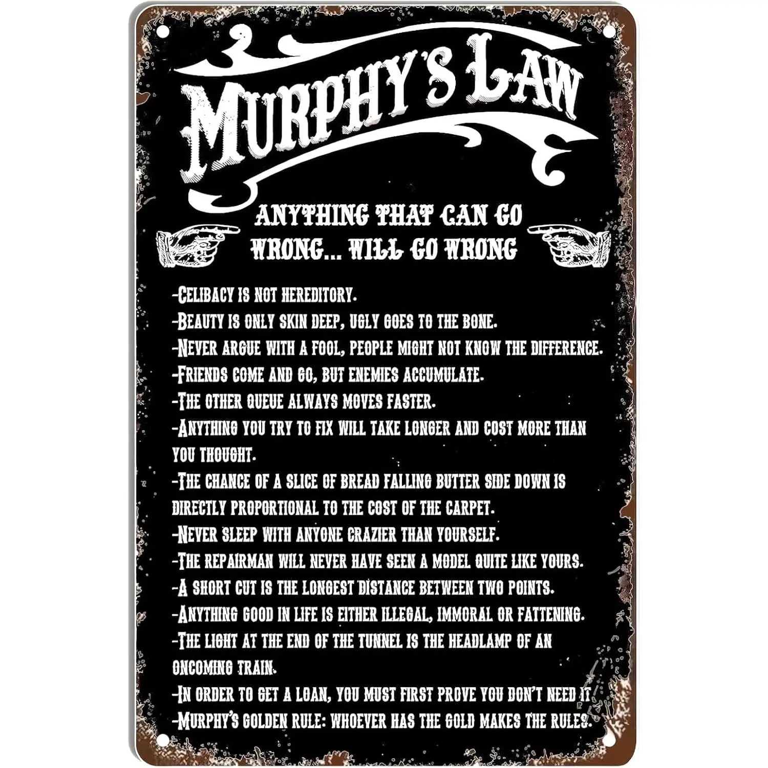 Murphy's & Law Vintage Metal Tin Sign - 8x12 in Retro Farmhouse Art, Fade-Resistant Home Decor Plaque for Living Room, Kitchen, Ideal Gift for Home Supplies Enthusiasts