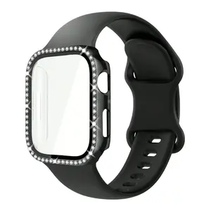 Apple Watch Band and Case Set, Compatible with Series Ultra/11/10/9/8/7/6/5/4/3/se, Silicone Strap with Butterfly Clasp, Anti-Drop PC Shell