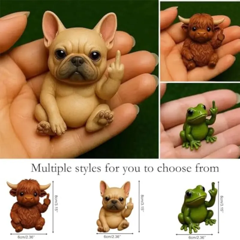 Humorous Middle Finger Animal Sculpture, Resin Decoration for