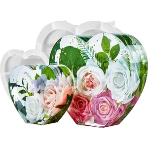 2 count 10 Inch Large Heart Shape  Molds, Silicone Molds for Flower Preservation, Deep Epoxy  Molds for  Art Casting, DIY Wedding, Valentine, Anniversary, Home Decor Gift