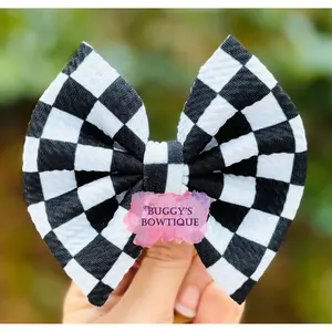 Checkered bow/bow tie/headband/piggies/scrunchie