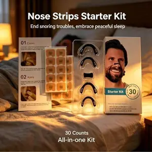 Anti Snoring Nasal Strips Reusable - Extra Strength Nose Strips for Better Breathing, Skin Friendly, 30 Nights Supply for Deep Sleep