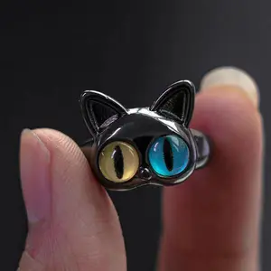 Black Cat Monster Ring for Women Funny Big Eye Cartoon Couple Rings Wedding Finger Jewelry Fashion Sweet Accessories New