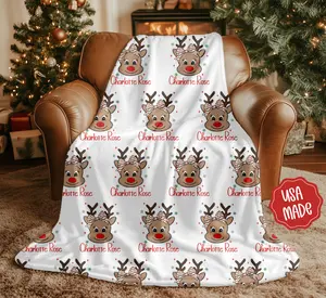 Personalized Kids Christmas Blanket, Holiday Throw Blanket for Kids