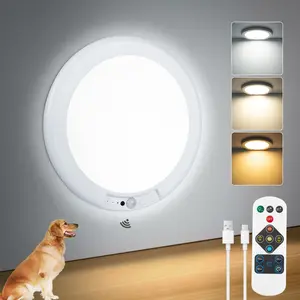 7.48" Battery Operated Ceiling Light with Remote, Rechargeable Waterproof Shower Light, Wireless Motion Sensor Dimmable 3000K/4500K/6500K Ceiling Light for Bathroom Living Room Closet