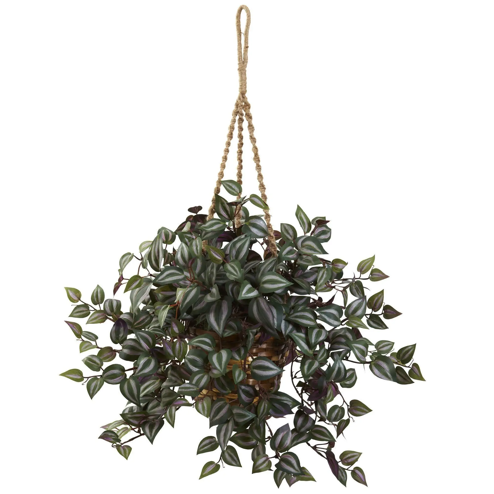Wandering Jew Artificial Hanging Basket, Decorative Hanging Plant Basket for Home Organization & Storage, Artificial Hanging Baskets