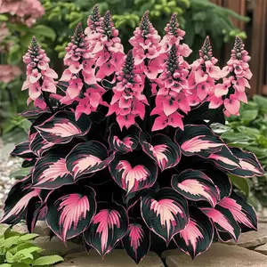 Hosta Seeds – 700 Rare Black Pink Hosta Plant Seeds for Planting Outdoor Gardens, Perennial Non-GMO Flower Seed, Pollinator Attraction, Indoor Bonsai Decoration