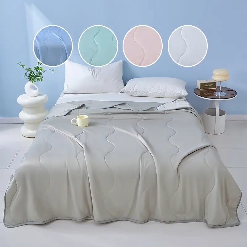 Solid Color Cooling Comforter, 1 Count Soft Breathable Skin-friendly Cooling Comforter, Cool Bedding for Home Office Use in Summer, Breathable Duvet S