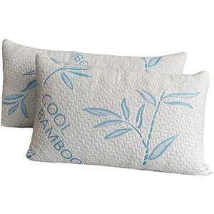 2 Pack King Size Pillows for Sleeping Cooling Shredded Memory Foam Adjustable Bed Pillow with Removable Washable Cover