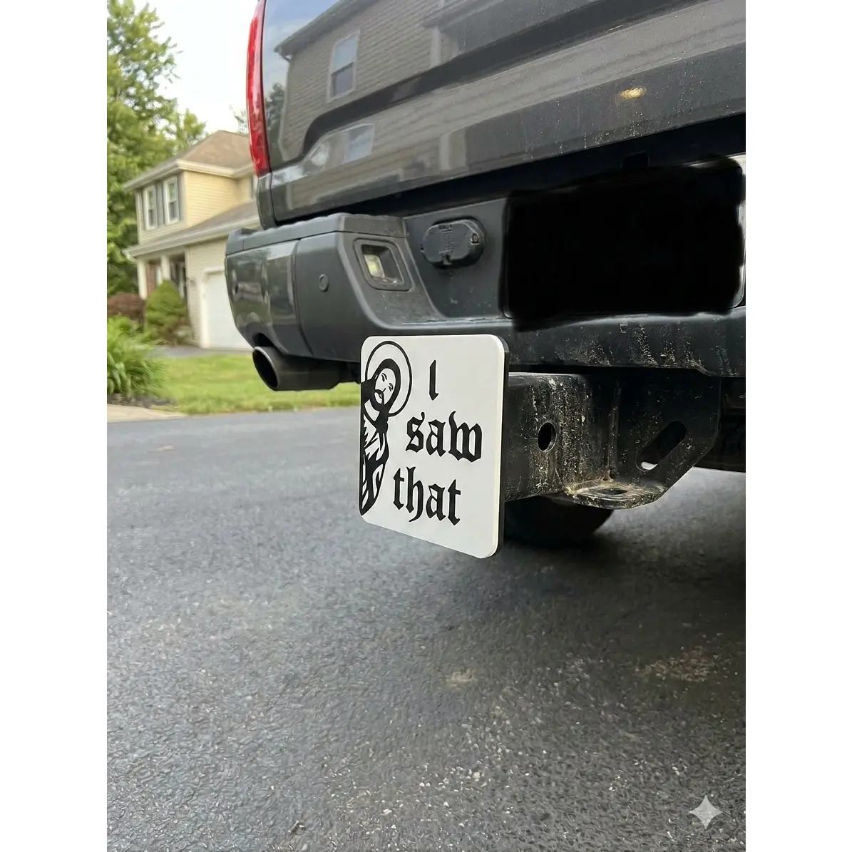 Durable Construction Standard Fit Trailer Hitch Cover - Self-Mounting Car Exterior Towing Accessory, Humor-Infused Personal Expression of Beliefs, Gift for Faithful Driver