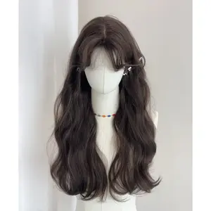 Forehead lace wig female bangs wool curling water ripple simulated hair natural lazy wig full headgear